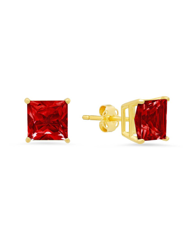 Max + Stone Maxcolor 14k 3.20 Ct. Tw. Created Ruby Studs In Gold