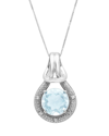 Max + Stone Maxcolor 10k 1.65 Ct. Tw. Diamond & Aquamarine Pendant Necklace