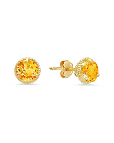 Max + Stone 14k 1.30 Ct. Tw. Citrine Halo Studs In Gold