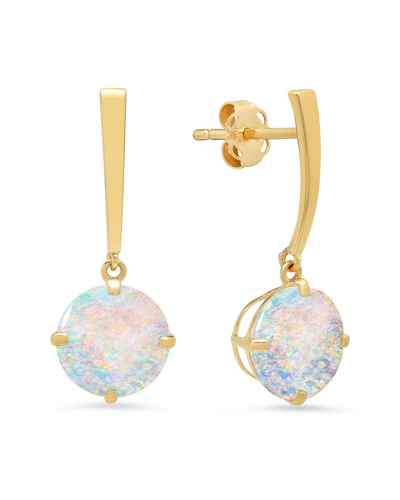 Max + Stone Maxcolor 14k 1.30 Ct. Tw. Created Opal Drop Earrings In Gold