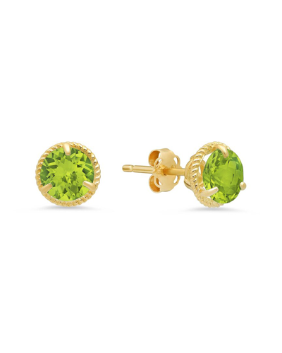 Max + Stone Maxcolor 14k 1.50 Ct. Tw. Peridot Halo Studs In Green
