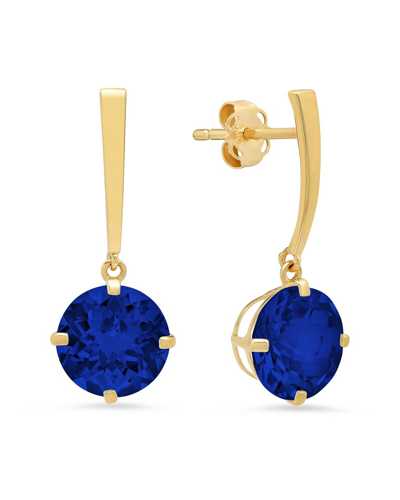 Max + Stone Maxcolor 14k 4.10 Ct. Tw. Created Blue Sapphire Drop Earrings