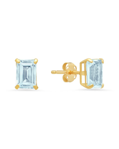 Max + Stone Maxcolor 14k 1.30 Ct. Tw. Aquamarine Studs In Metallic
