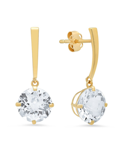 MAX + STONE MAXCOLOR 14K 3.50 CT. TW. WHITE TOPAZ DROP EARRINGS