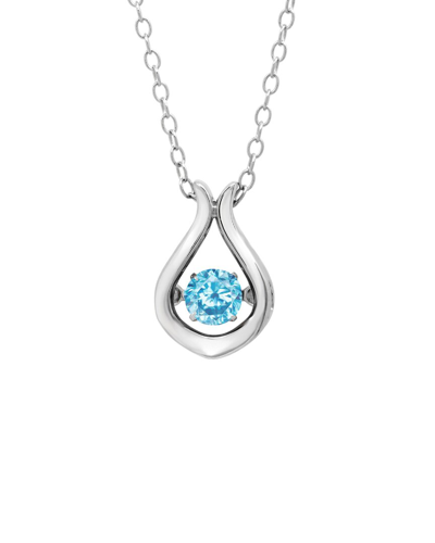 Max + Stone Maxcolor Silver 0.32 Ct. Tw. Blue Topaz Pendant Necklace In Metallic