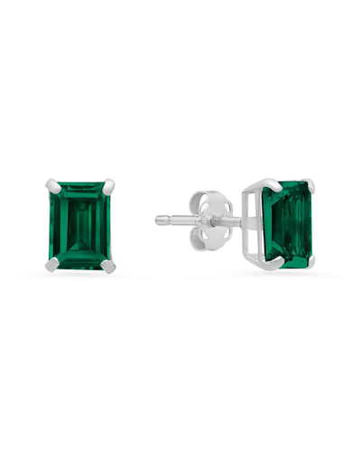 Max + Stone 14k 1.50 Ct. Tw. Created Emerald Studs In Gray