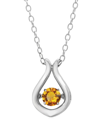 Max + Stone Maxcolor Silver 0.22 Ct. Tw. Citrine Pendant Necklace In Metallic