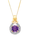 Max + Stone Maxcolor 10k 1.75 Ct. Tw. Diamond & Amethyst Pendant Necklace