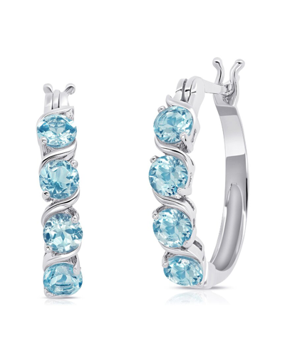 Max + Stone Silver 2.00 Ct. Tw. Blue Topaz Statement Hoops In Gold