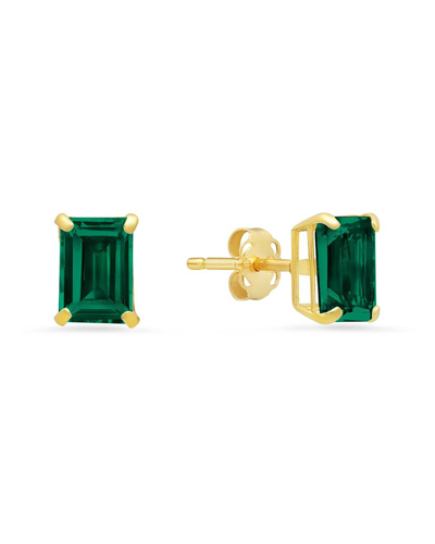 Max + Stone Maxcolor 14k 1.50 Ct. Tw. Created Emerald Studs In Gold