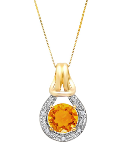 Max + Stone 10k 1.75 Ct. Tw. Diamond & Citrine Pendant Necklace In Gold
