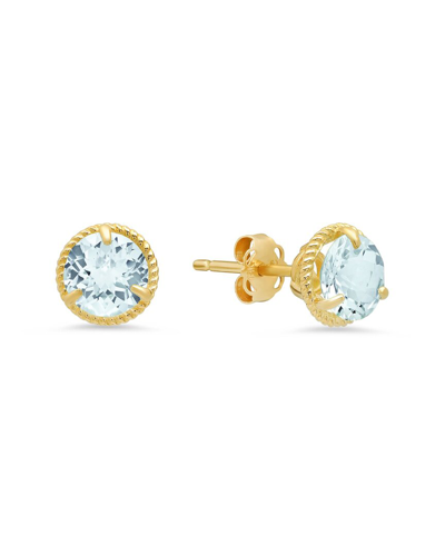 Max + Stone Maxcolor 14k 1.30 Ct. Tw. Aquamarine Halo Studs
