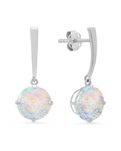 Max + Stone Maxcolor 14k 1.30 Ct. Tw. Lab-grown Opal Drop Earrings In White