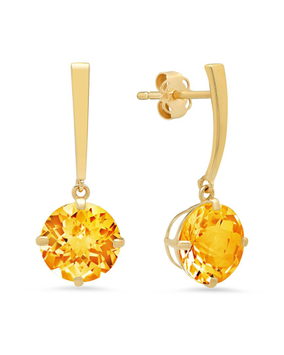 Max + Stone Maxcolor 14k 2.90 Ct. Tw. Citrine Drop Earrings In Gold
