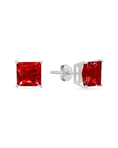 Max + Stone Maxcolor 14k 3.20 Ct. Tw. Lab-grown Ruby Studs In Metallic