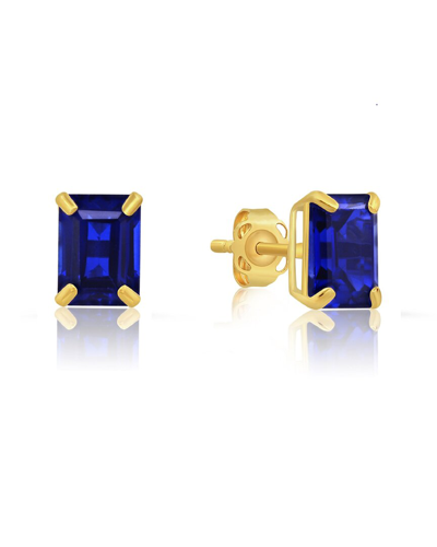 Max + Stone Maxcolor 14k 2.10 Ct. Tw. Created Blue Sapphire Studs In Gold