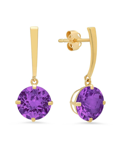 Max + Stone Maxcolor 14k 2.60 Ct. Tw. Amethyst Drop Earrings In Gold