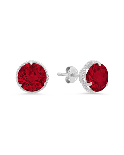Max + Stone Maxcolor 14k 4.10 Ct. Tw. Created Ruby Halo Studs