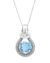 Max + Stone Maxcolor 10k 2.60 Ct. Tw. Diamond & Blue Topaz Pendant Necklace