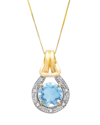 Max + Stone Maxcolor 10k 2.60 Ct. Tw. Diamond & Blue Topaz Pendant Necklace