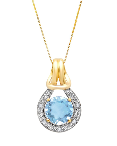 Max + Stone 10k 2.60 Ct. Tw. Diamond & Blue Topaz Pendant Necklace In Gold