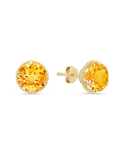 Max + Stone Maxcolor 14k 2.90 Ct. Tw. Citrine Halo Studs In Gold