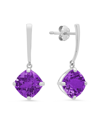 Max + Stone Maxcolor 14k 3.20 Ct. Tw. Amethyst Drop Earrings