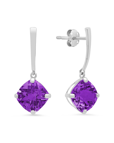 Max + Stone Maxcolor 14k 3.20 Ct. Tw. Amethyst Drop Earrings In Metallic
