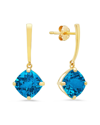 Max + Stone Maxcolor 14k 4.20 Ct. Tw. Blue Topaz Drop Earrings