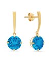 Max + Stone Maxcolor 14k 3.90 Ct. Tw. Blue Topaz Drop Earrings
