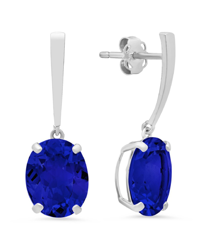 Max + Stone Maxcolor 14k 5.40 Ct. Tw. Created Blue Sapphire Drop Earrings