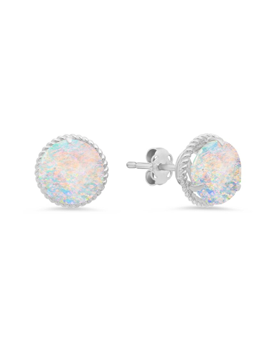 Max + Stone 14k 1.30 Ct. Tw. Created Opal Halo Studs In Metallic