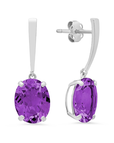 Max + Stone Maxcolor 14k 3.90 Ct. Tw. Amethyst Drop Earrings In Metallic