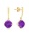 Max + Stone Maxcolor 14k 3.20 Ct. Tw. Amethyst Drop Earrings