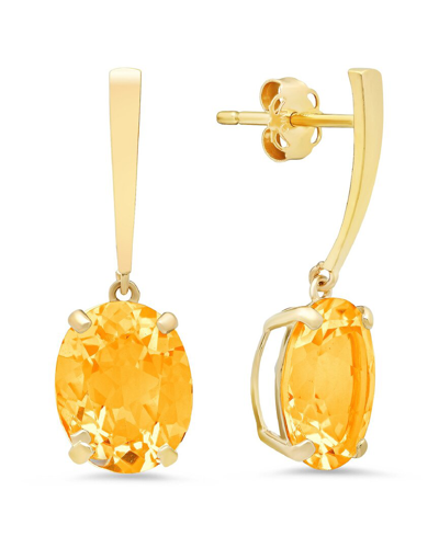 Max + Stone Maxcolor 14k 4.10 Ct. Tw. Citrine Drop Earrings In Gold