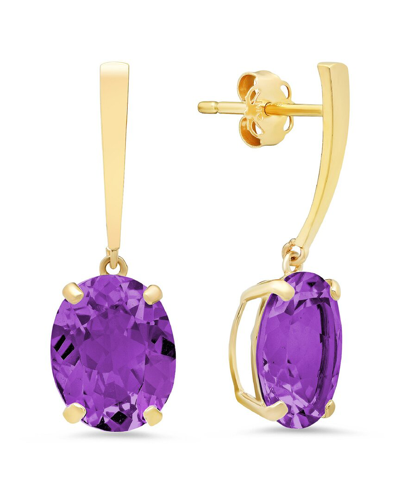 Max + Stone Maxcolor 14k 3.90 Ct. Tw. Amethyst Drop Earrings In Gold