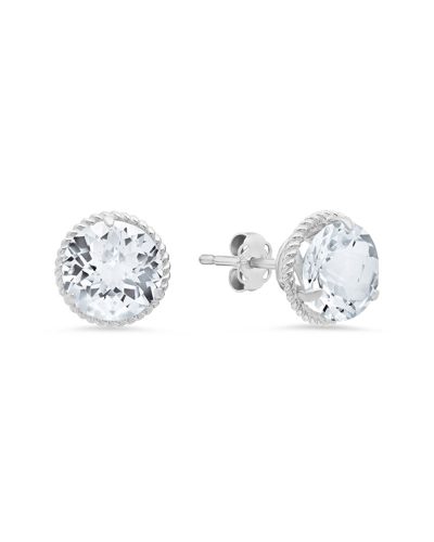 Max + Stone 14k 3.50 Ct. Tw. White Topaz Halo Studs In Metallic