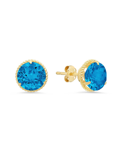 Max + Stone Maxcolor 14k 3.90 Ct. Tw. Blue Topaz Halo Studs