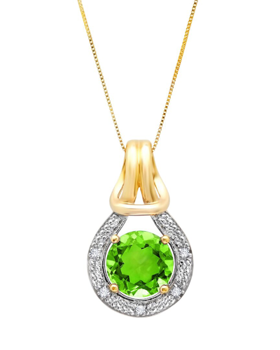 Max + Stone 10k 2.30 Ct. Tw. Diamond & Peridot Pendant Necklace In Gold
