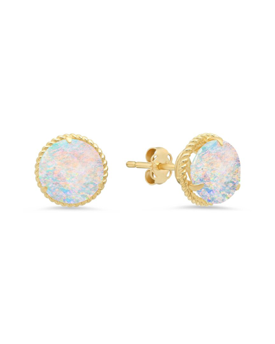 Max + Stone Maxcolor 14k 1.30 Ct. Tw. Created Opal Halo Studs In Gold