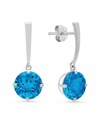 Max + Stone Maxcolor 14k 3.90 Ct. Tw. Blue Topaz Drop Earrings