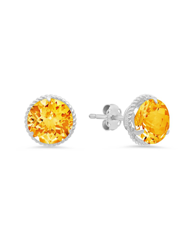 Max + Stone 14k 2.90 Ct. Tw. Citrine Halo Studs In Metallic