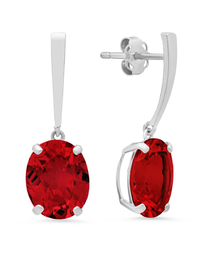 Max + Stone 14k 5.40 Ct. Tw. Created Ruby Drop Earrings In Metallic