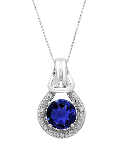 Max + Stone 10k 2.44 Ct. Tw. Diamond & Created Blue Sapphire Pendant Necklace In Metallic