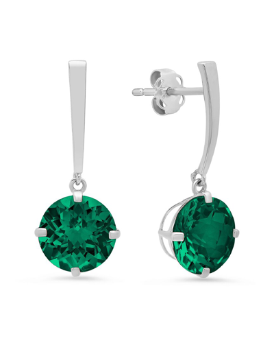 Max + Stone 14k 2.60 Ct. Tw. Created Emerald Drop Earrings In Metallic