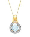 Max + Stone Maxcolor 10k 1.65 Ct. Tw. Diamond & Aquamarine Pendant Necklace