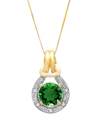 Max + Stone Maxcolor 10k 1.60 Ct. Tw. Diamond & Lab-grown Emerald Pendant Necklace