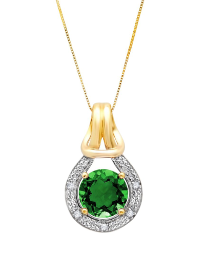 Max + Stone 10k 1.60 Ct. Tw. Diamond & Created Emerald Pendant Necklace In Gold