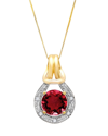 Max + Stone Maxcolor 10k 2.23 Ct. Tw. Diamond & Lab-grown Ruby Pendant Necklace