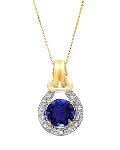 Max + Stone 10k 2.44 Ct. Tw. Diamond & Created Blue Sapphire Pendant Necklace In Gold